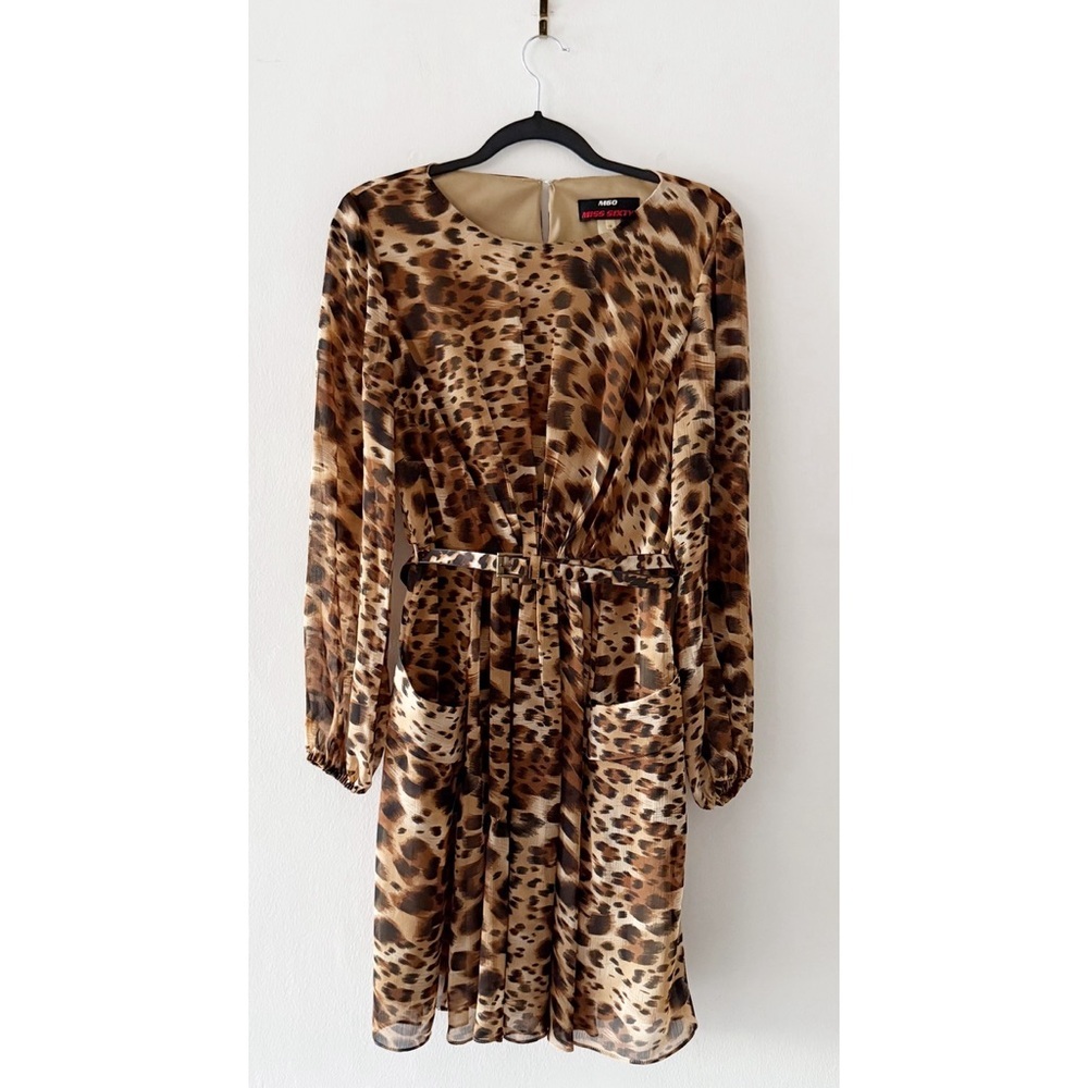 Miss Sixty M60 Leopard Print Long Sleeve Belted Mini Dress Size 10